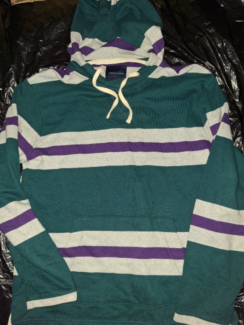 American Eagle Striped Pullover Hoodie Mens Small